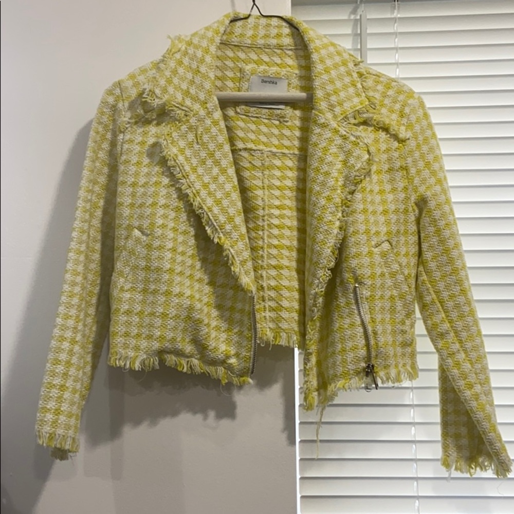 Bershka Houndstooth "Tweed" Cropped Jacket